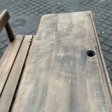 Old double school desk with built-in bench