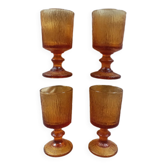 Amber stemmed glass