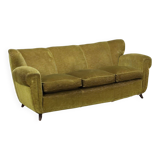 Vintage 3-seater velvet sofa, 1950s design, needs restoration, original