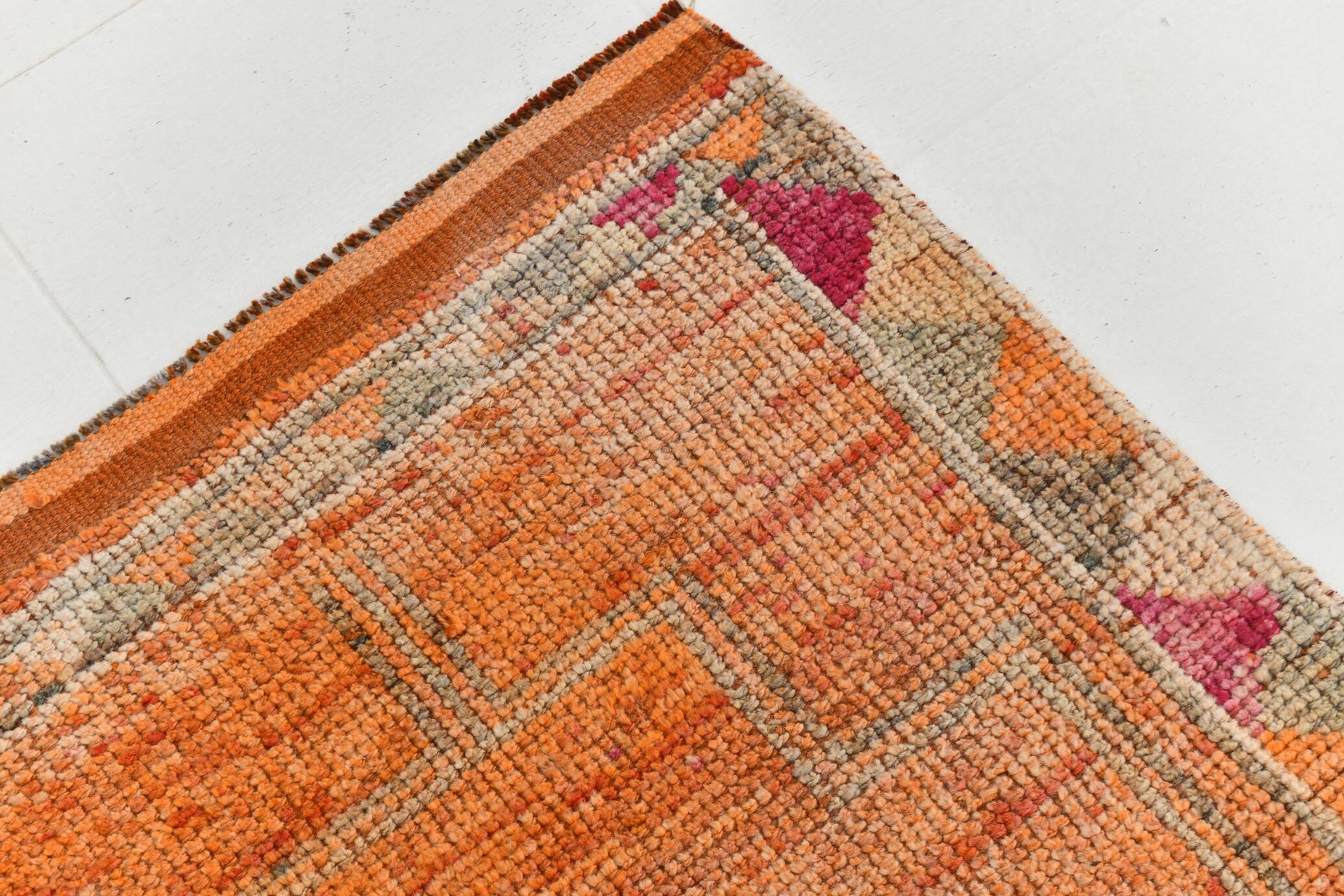 3x10 Burnt Orange Turkish Handmade Wool Runner Rug, 85x318 Cm