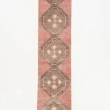 3x12 Soft Pastel Pale Red Turkish Vintage Runner Rug