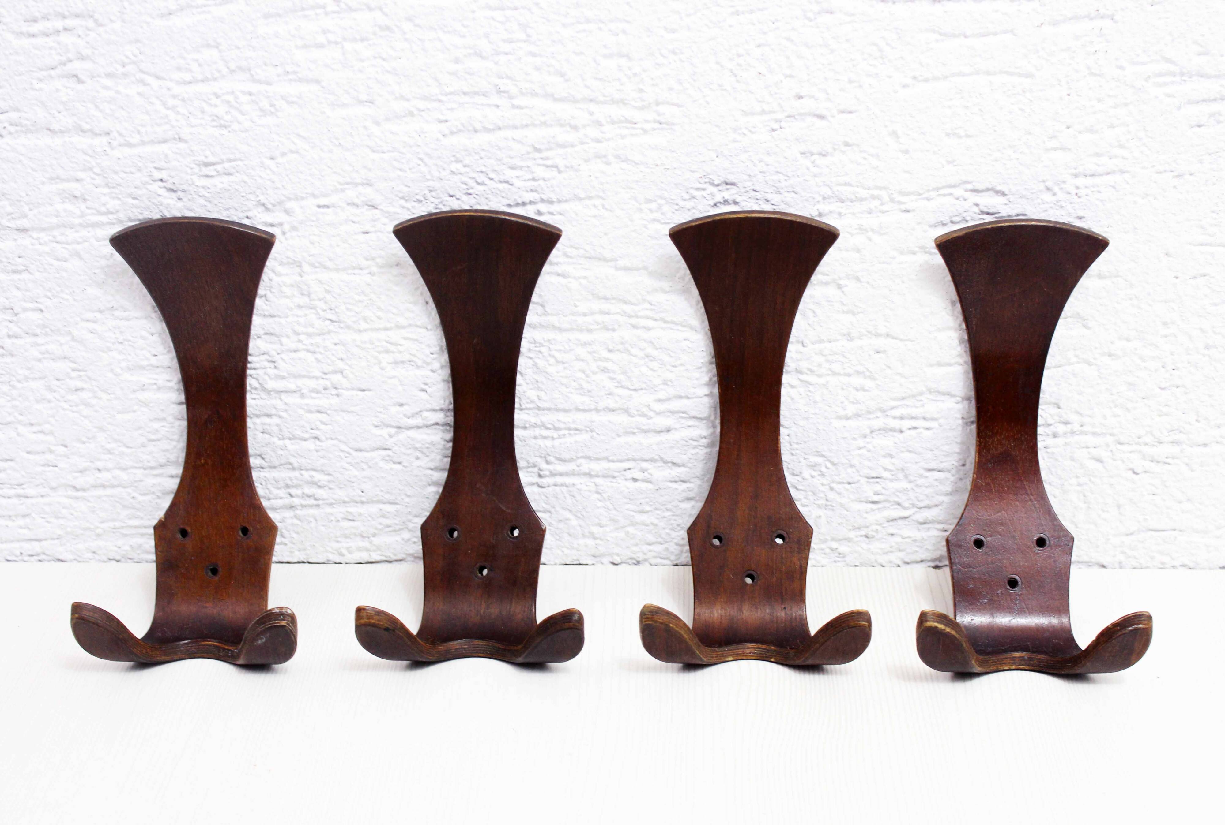 Set of 4 vintage teak cp coat hooks