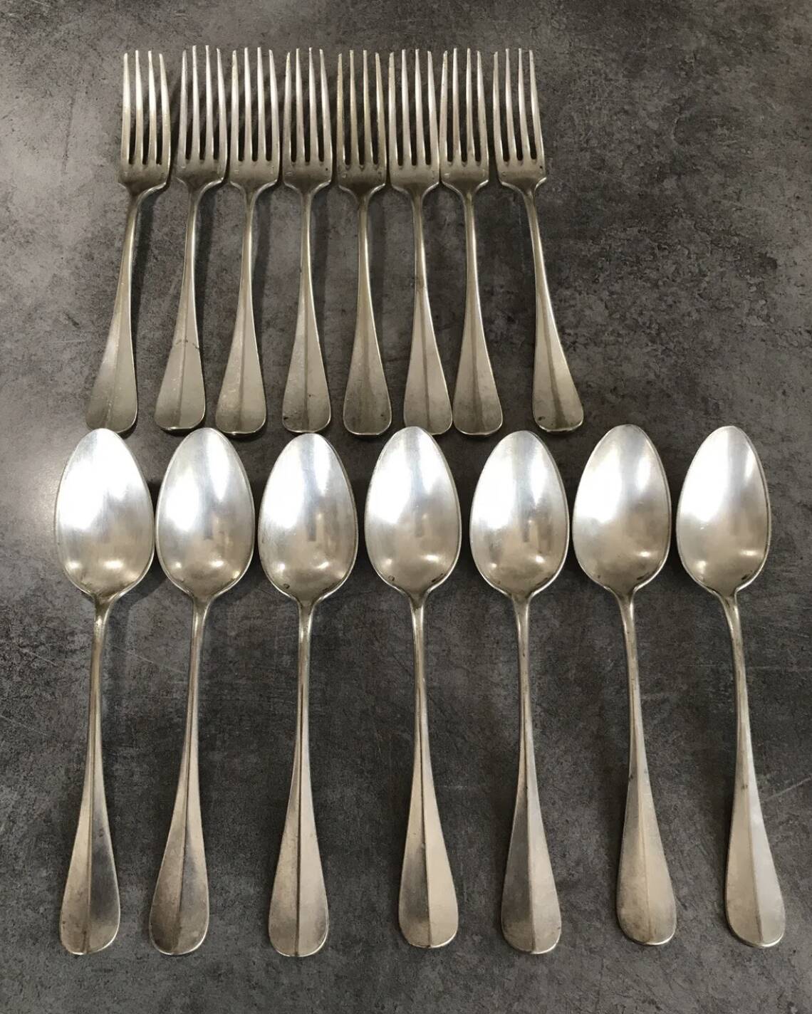 Lot of 15 old cutlery in monogrammed silver metal, christofle goldsmith