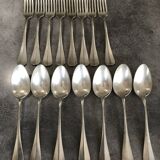 Lot de 15 anciens couverts en métal argenté monogrammé, orfèvrerie christofle
