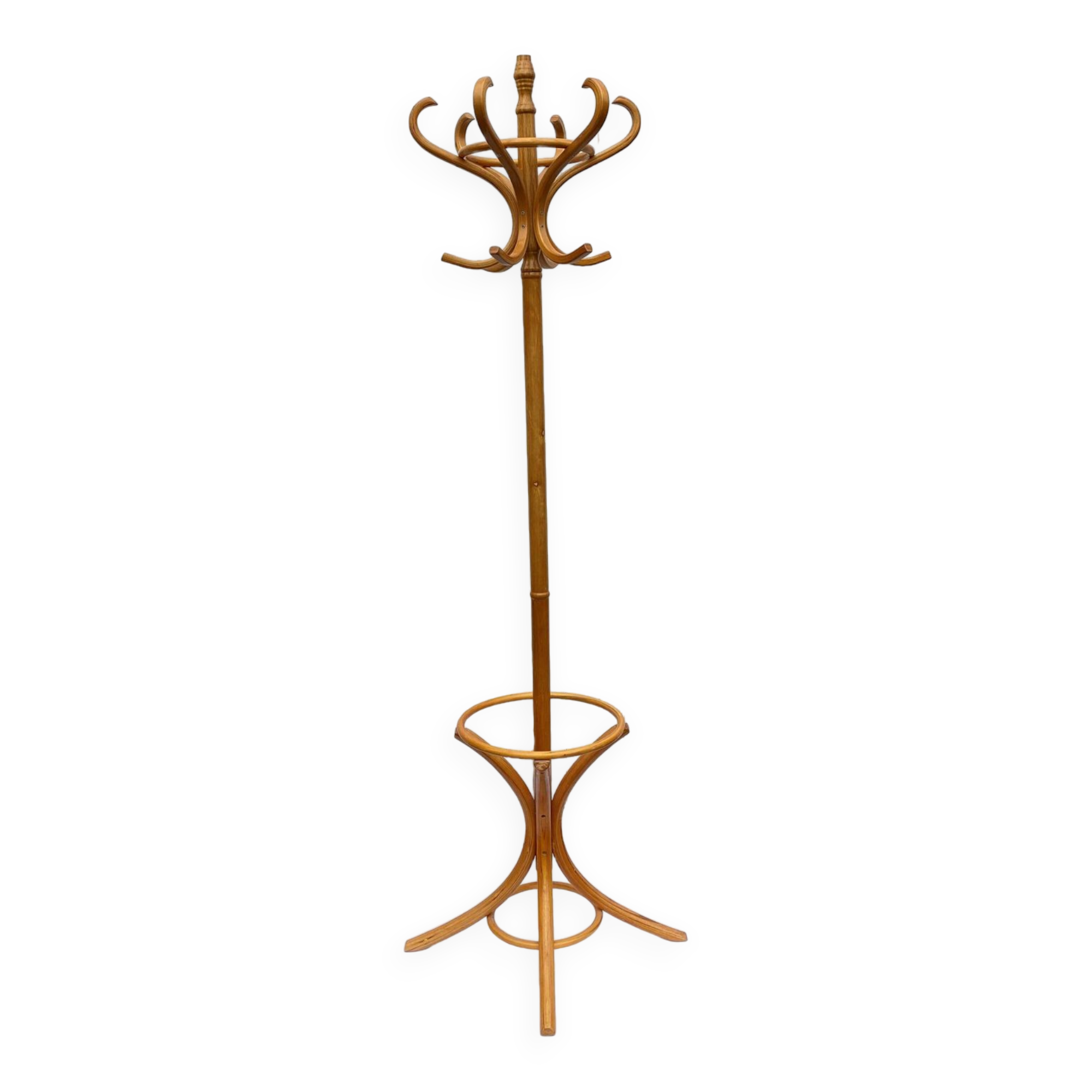 Baumann bistro style 1960 curved light wood parrot coat rack