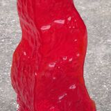 vintage brutalist red glass vase