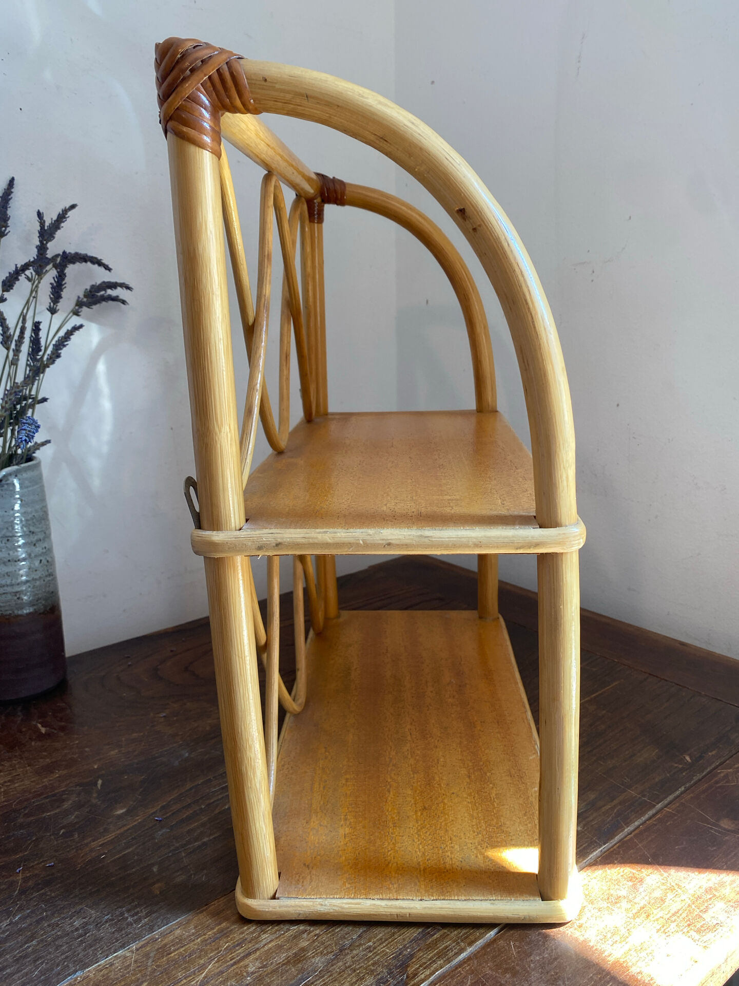 Rattan wall shelf