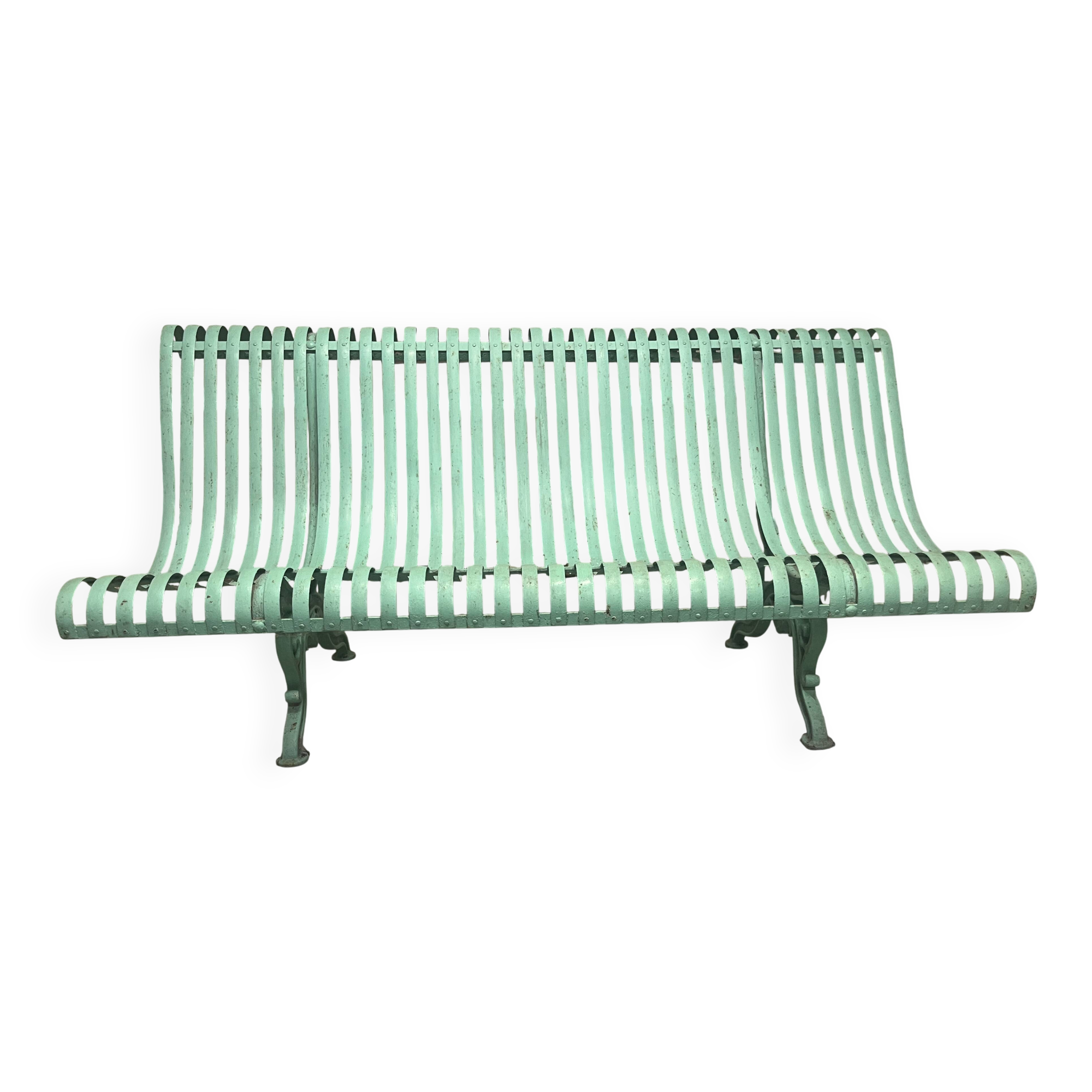 Wrought iron and cast iron garden bench from the late 19th century