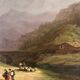 Oil on panel, Xanthus Smith United States, 1839-1929 Swiss Alpine Landscape