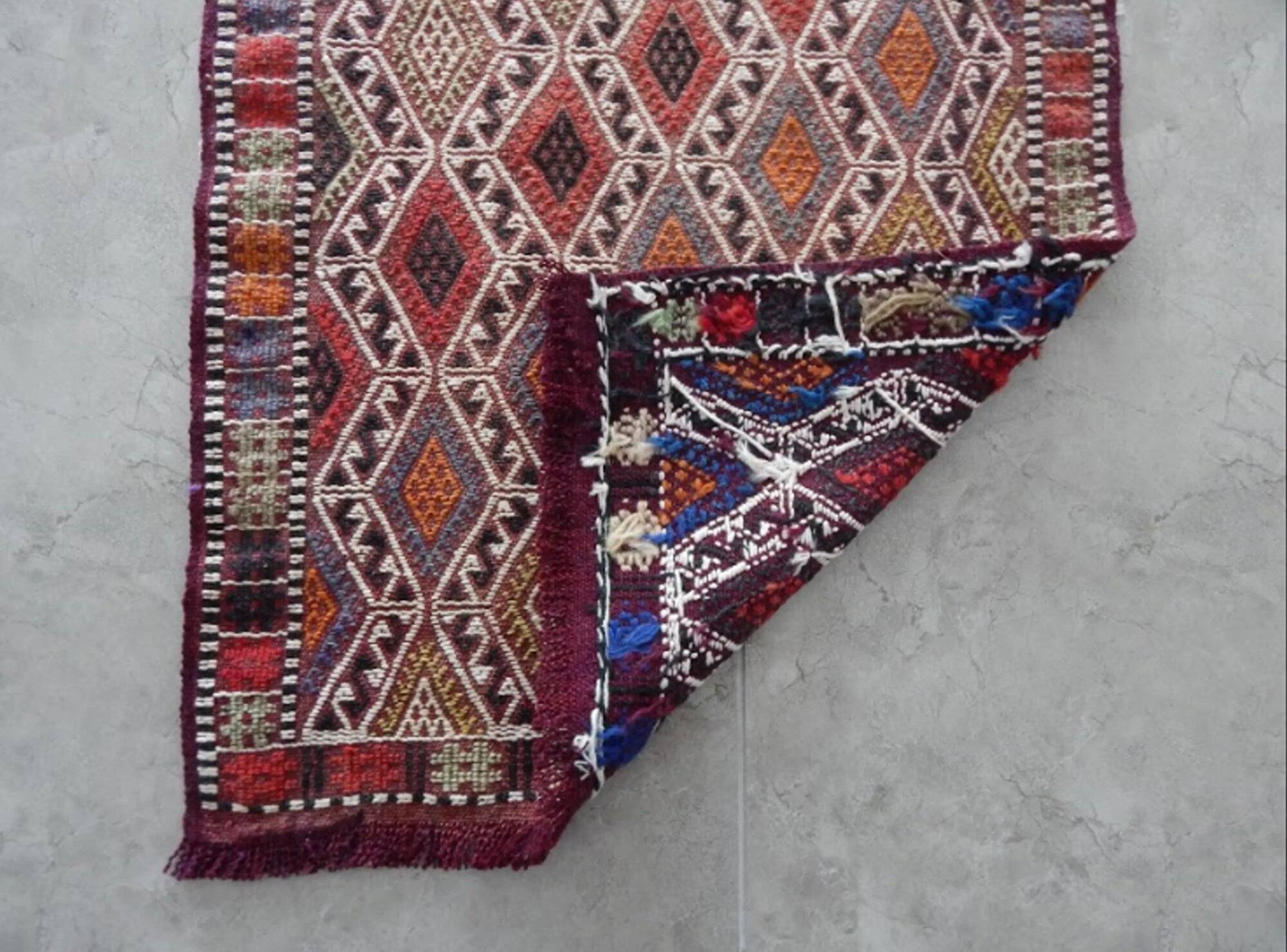 Vintage Turkish kilim handwoven 51x104 cm