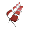 4 chaises pliantes rouge et chrome, Plichaise par Souvignet, France, 1970