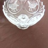 Coupe en cristal gravé – décor oiseaux – 18 cm – 1,8 kg