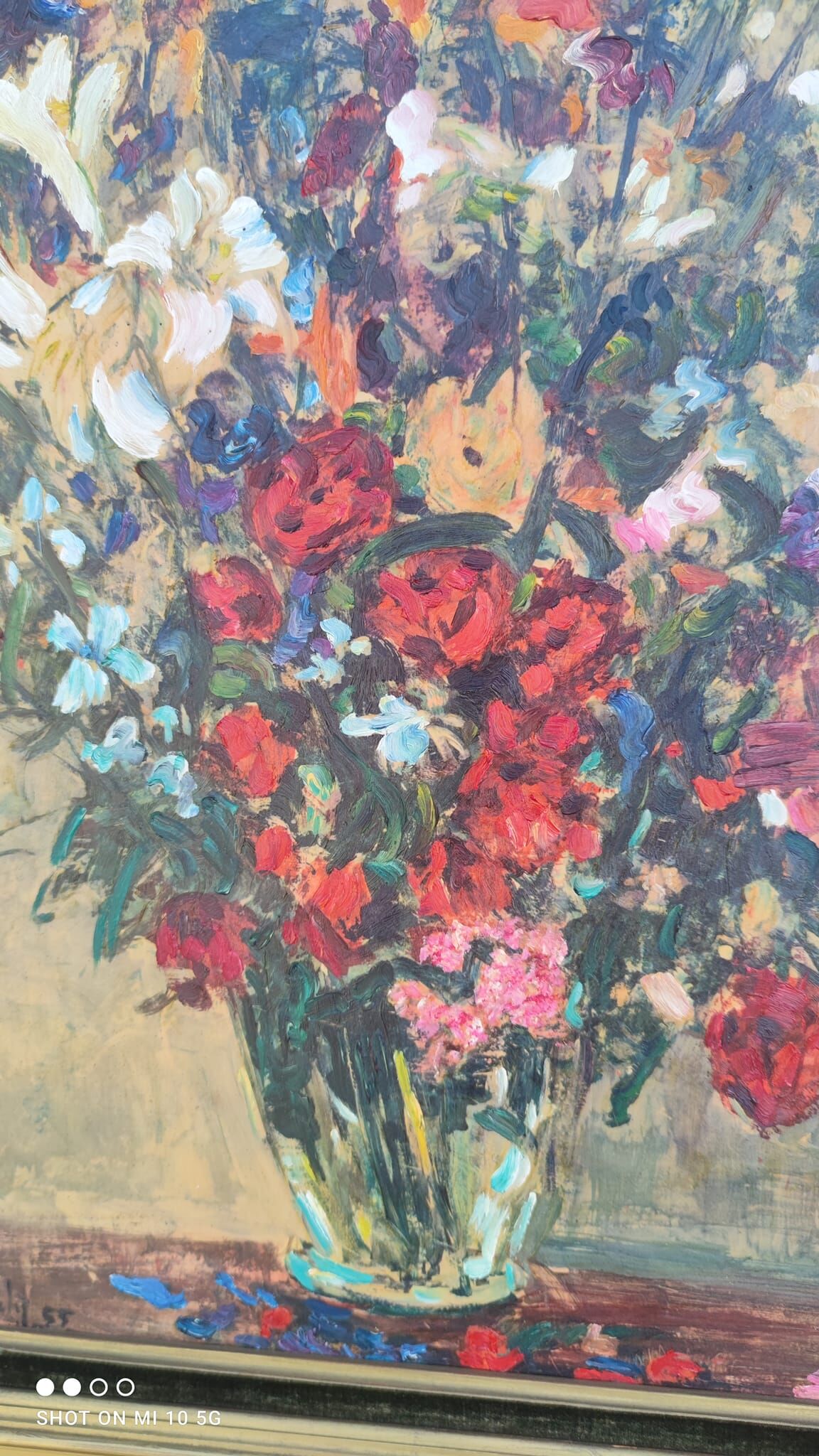 Flower Bouquet Painting by Anton Lamprecht, oil on canvas