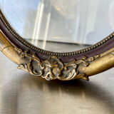 Antique Wooden gilded colored Oval  Picture Frame with glass