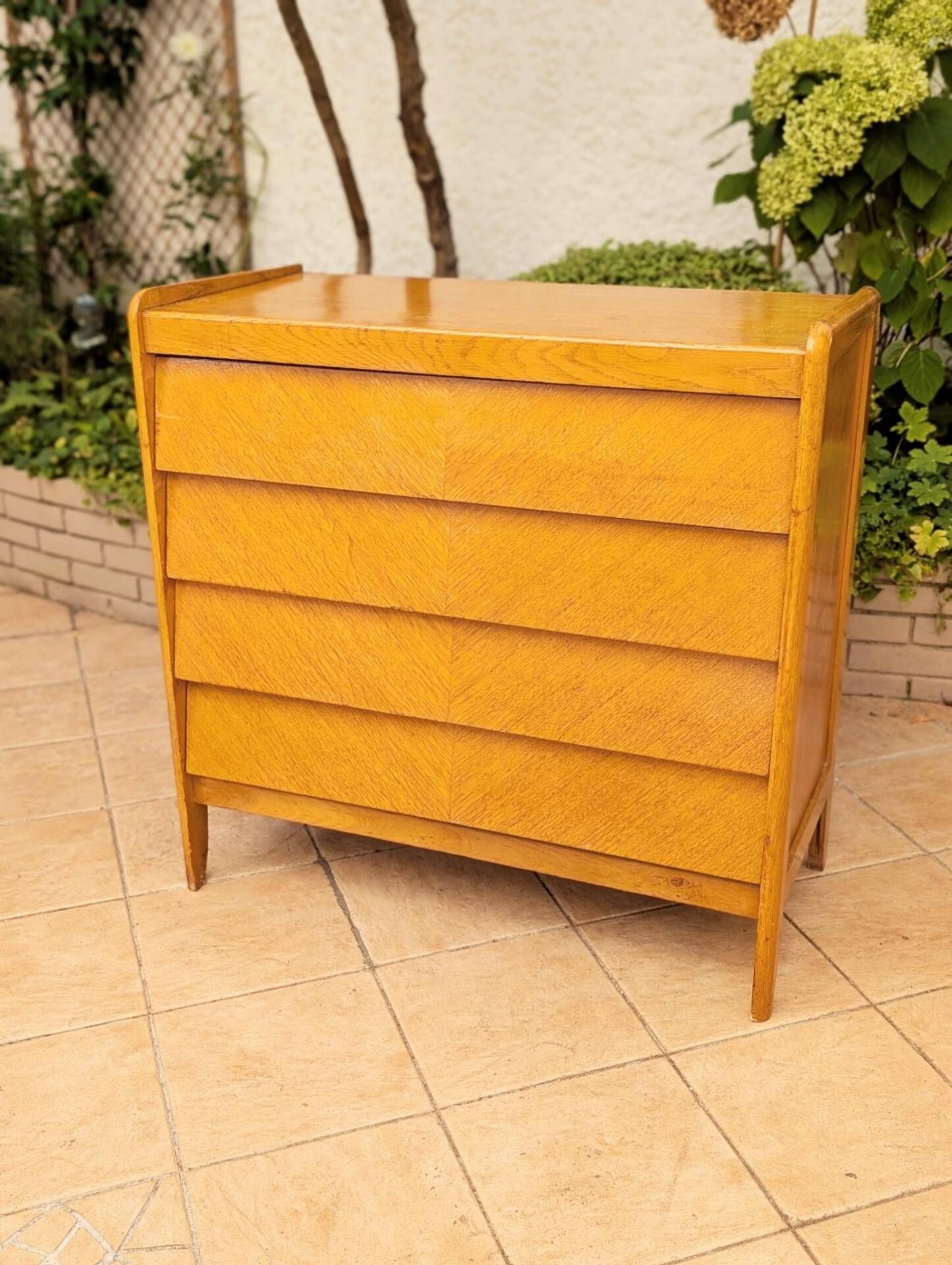 Commode vintage rénovée, années 50 60, chêne blond 