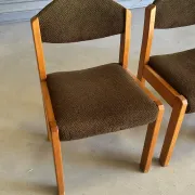 Set of 4 vintage chairs from the 70s/80s – Brown chocolate wood and fabric