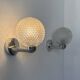 Pair of vintage wall lights in chrome metal and pressed moulded glass, France, 70s.