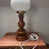 Lampe à poser pied vintage globe plissé
