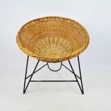 Fauteuil en osier, années 1970