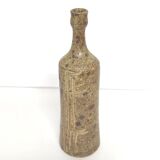Bottle vase in sandstone pyrite floral decoration signed