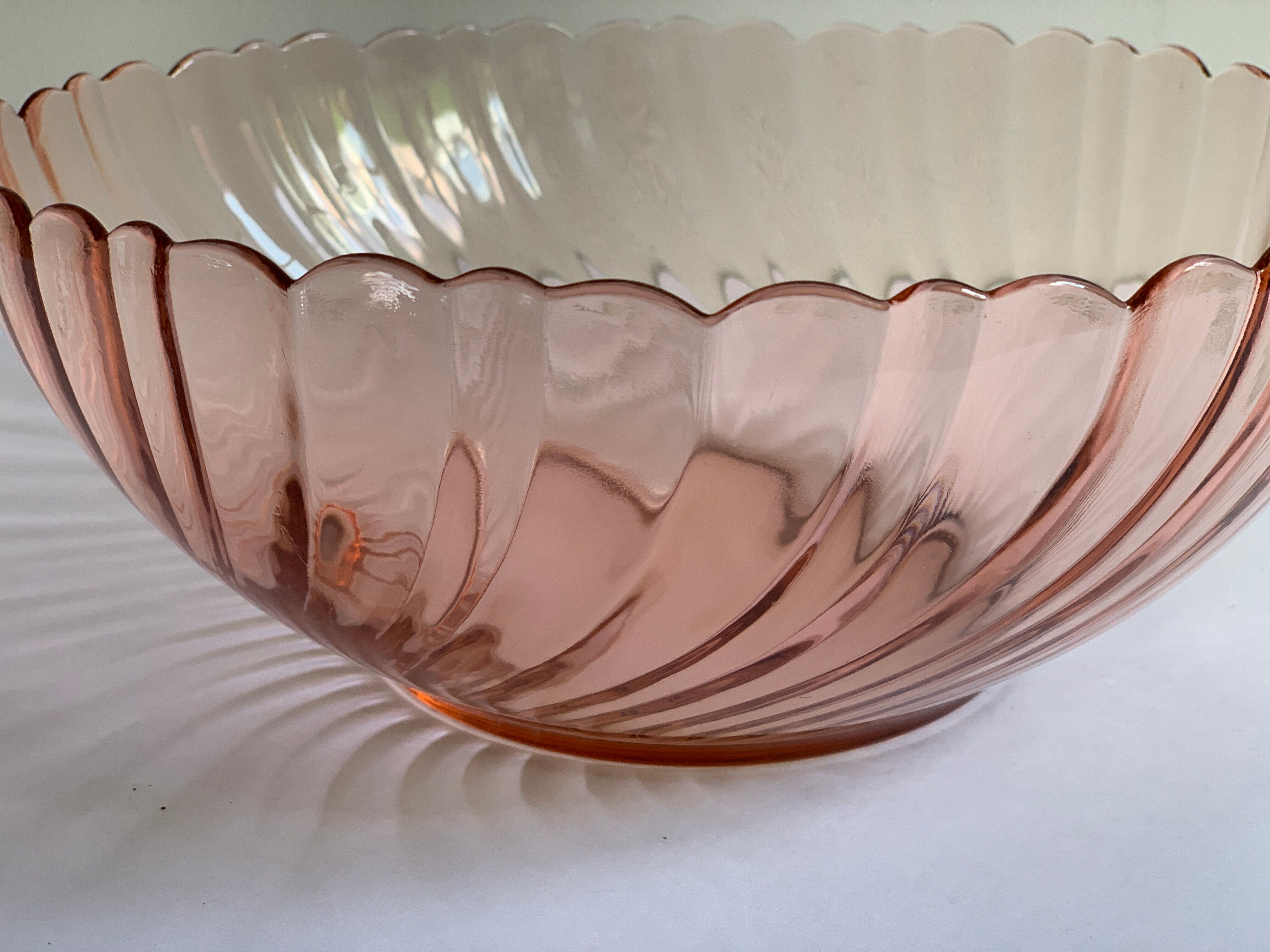 Vintage pink glass salad bowl