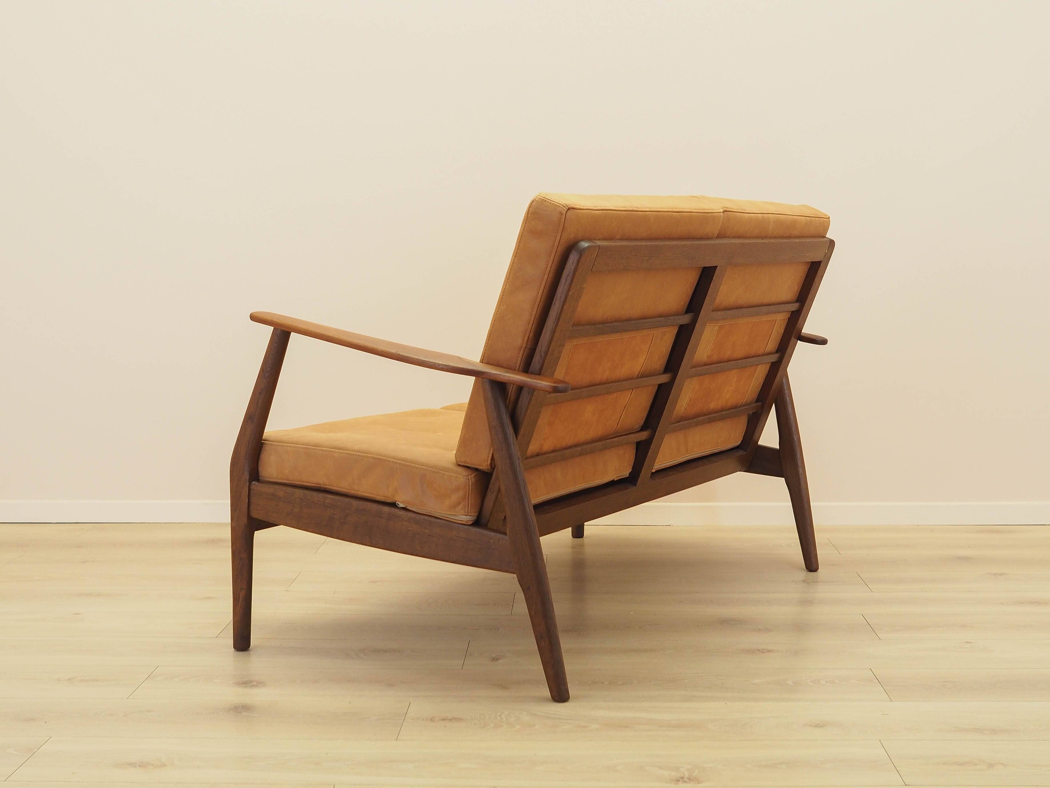 Danish oak sofa with leather upholstery, 1960s