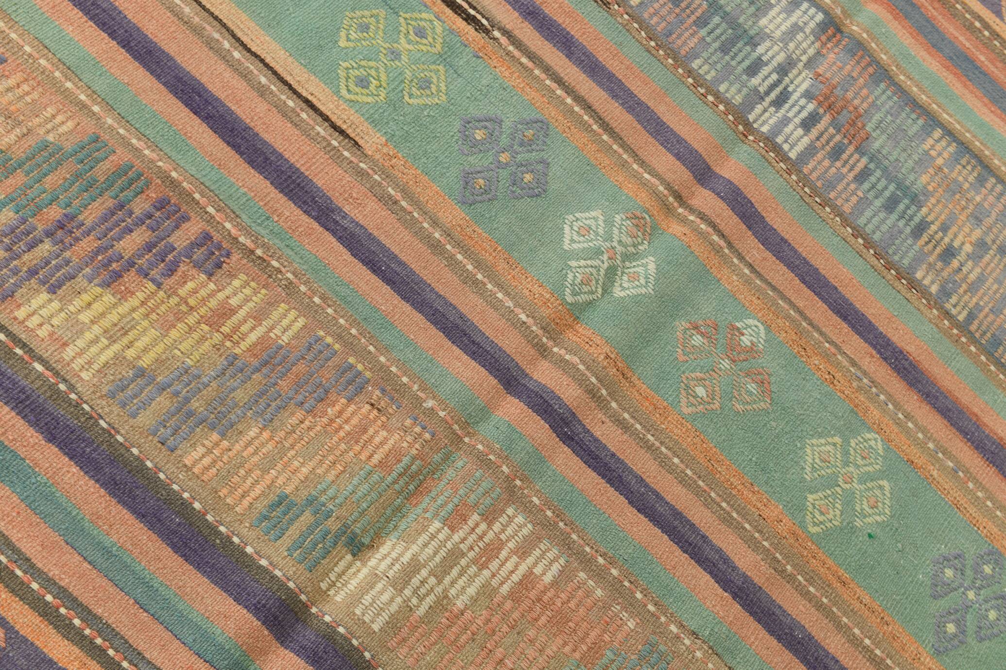 6x9 Kilim Mint Green Vintage Kilim Rug, Living Room Rug, 172x274 Cm