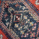 Antique 1920s Persian Hamadan rug, distressed tribal medallion, 128cm x 194cm