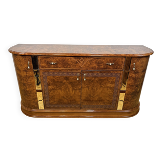 Buffet italien vintage des années 1980 – Effet noyer et miroir