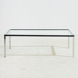 Chrome and glass coffee table.