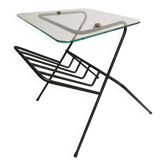 Side table / pedestal table magazine holder. 50's vintage design