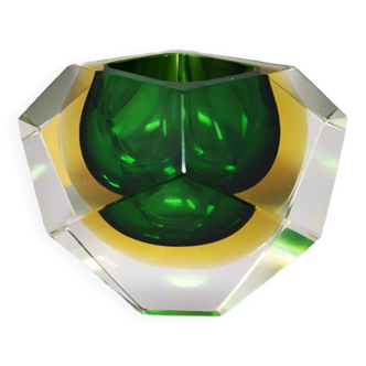 1960s Astonishing Green Murano Ashtray or Bowl By Flavio Poli for Seguso. Made in Italy