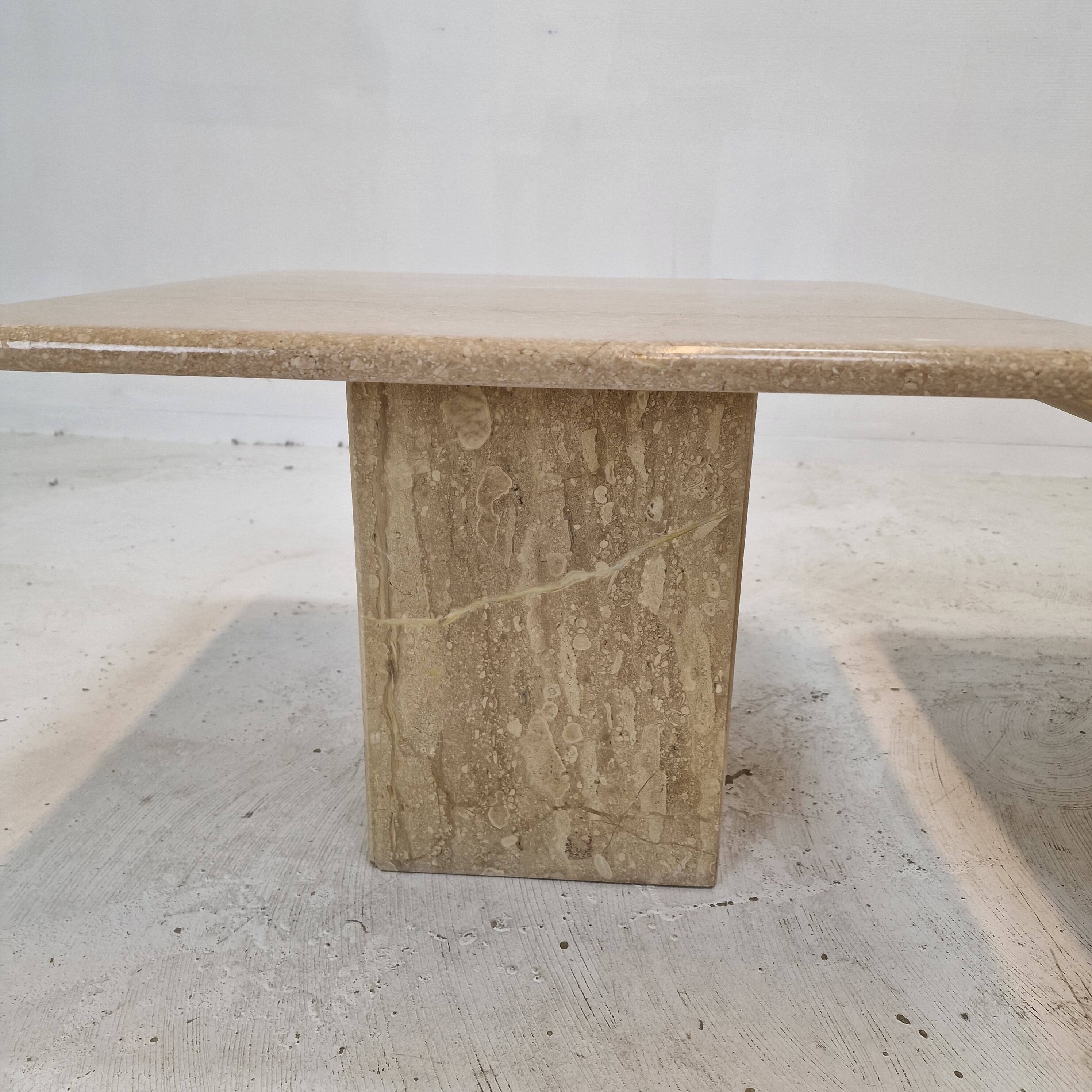 Set of 3 Italian Travertine Coffee or Side Tables, 1980s