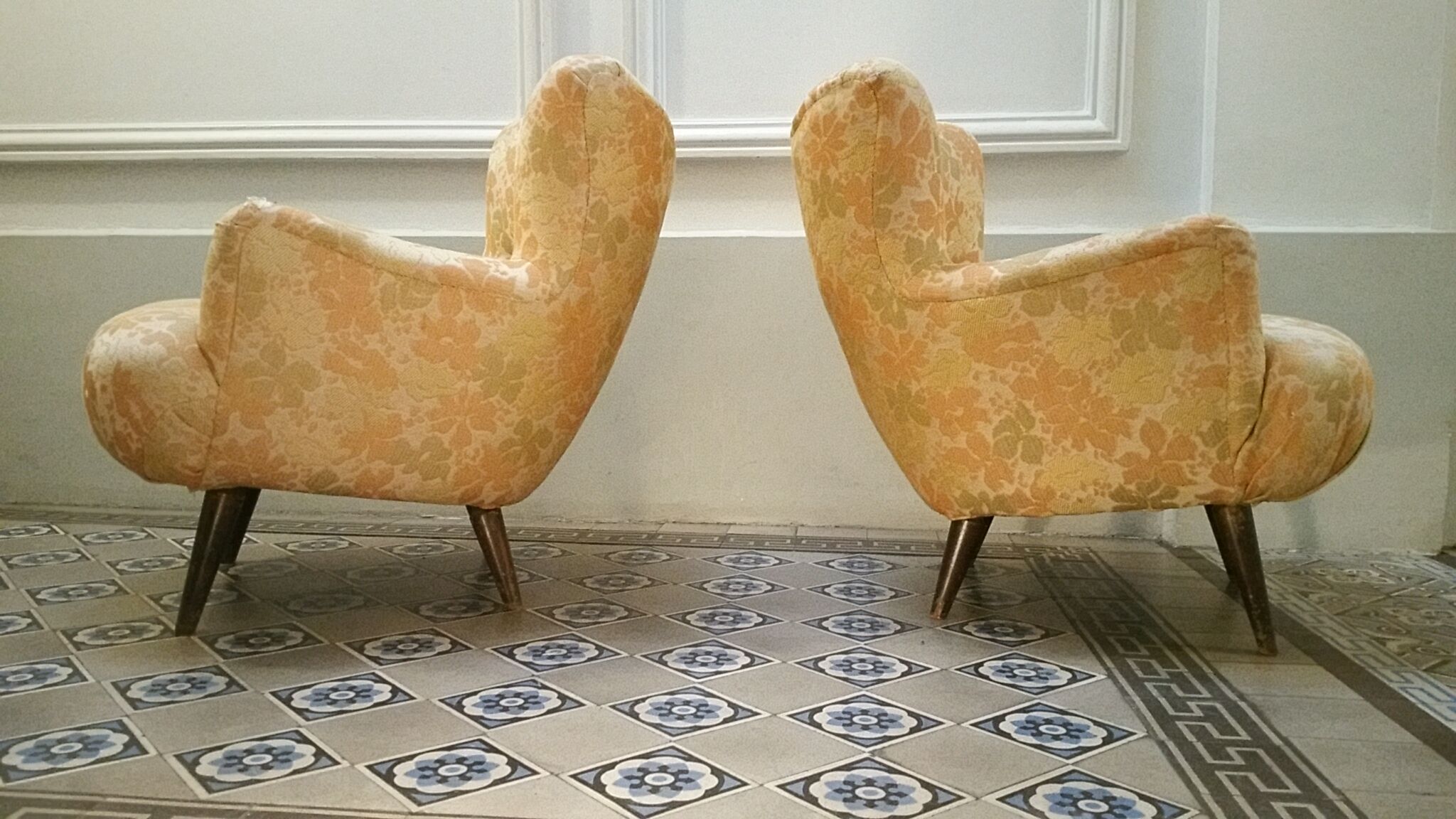 Pair of chairs design organic vintage 50s 60s