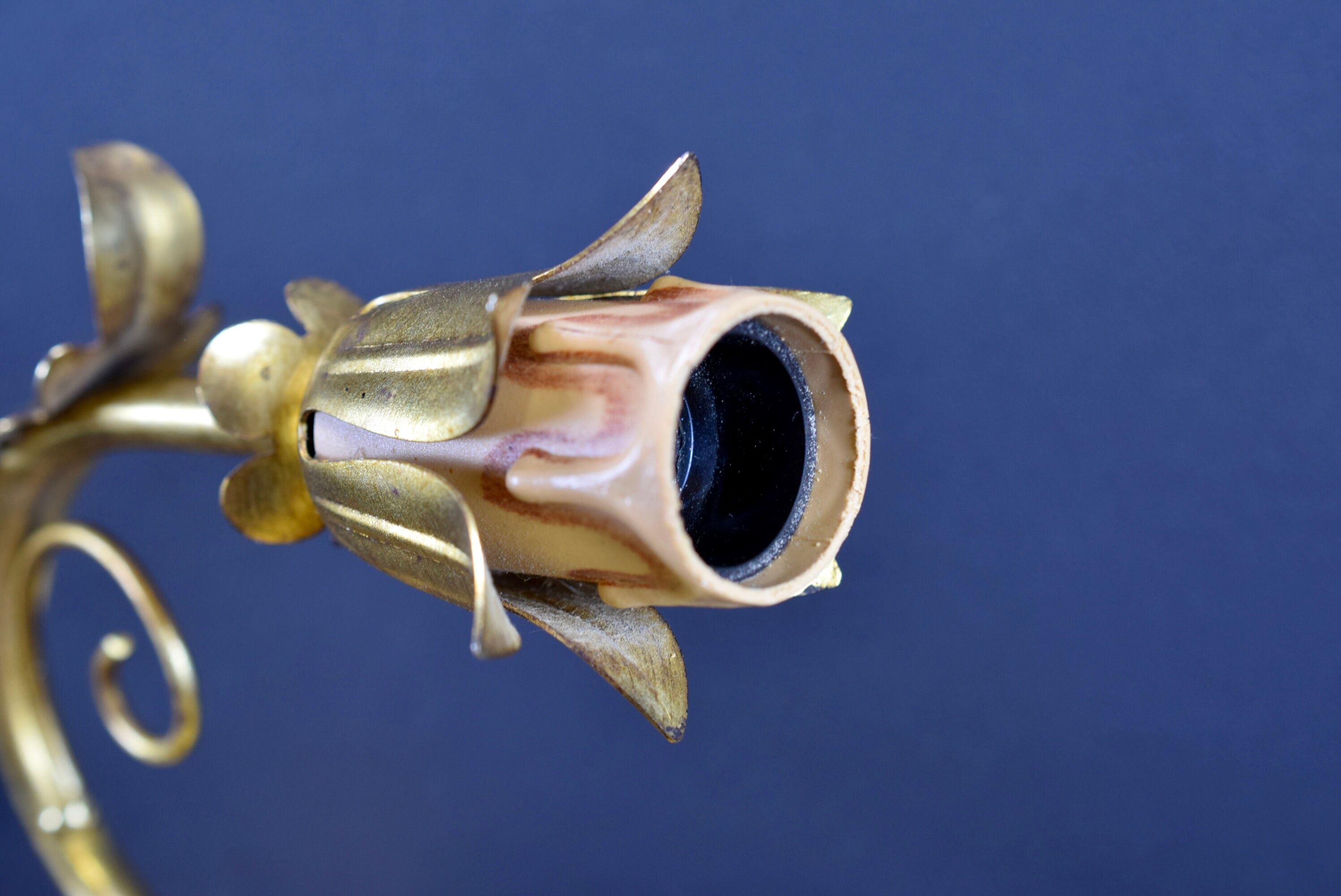 Pair of walled carved wood wall lamps