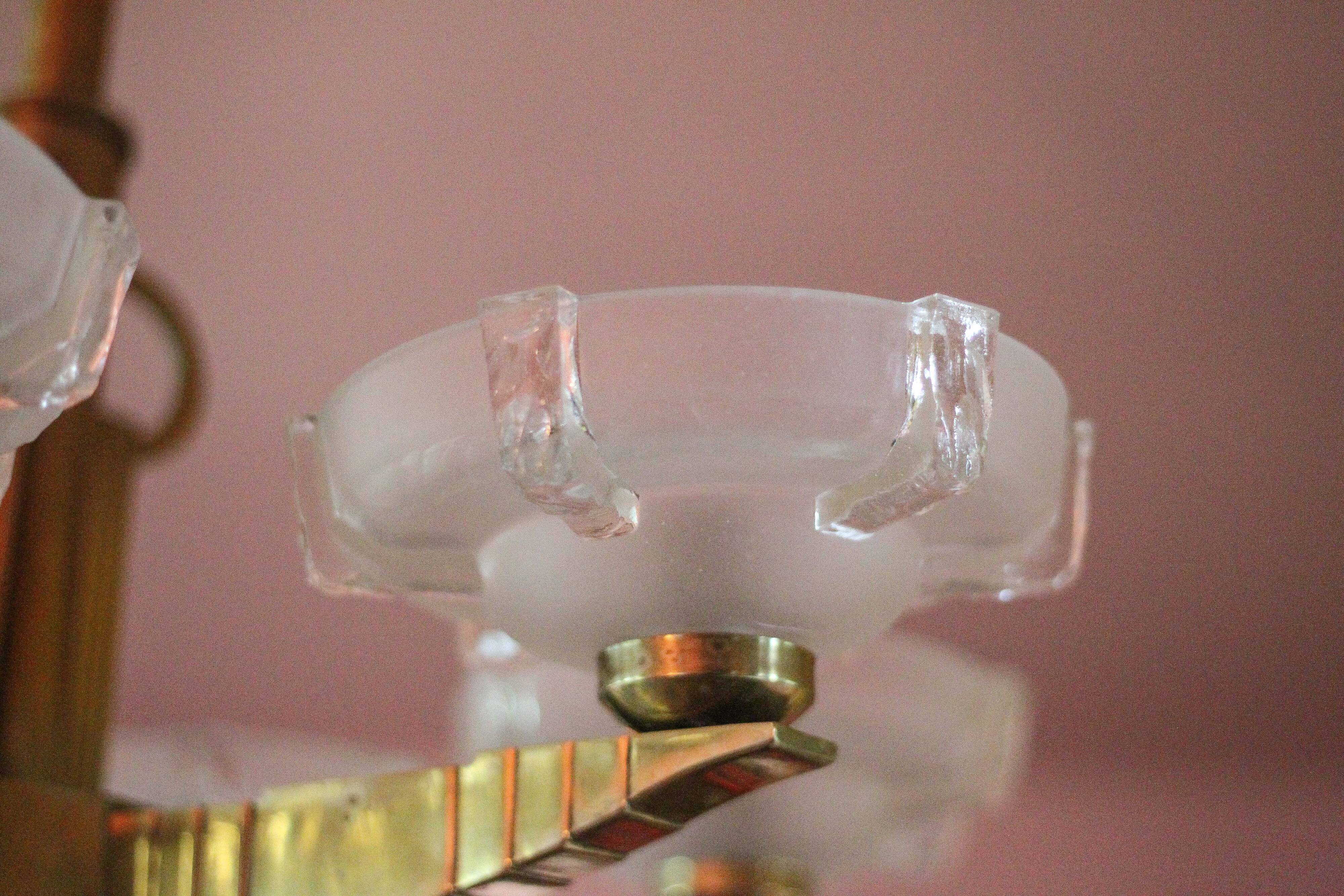 art deco suspension, 6-light Ezan glass globe chandelier, art deco bronze chandelier