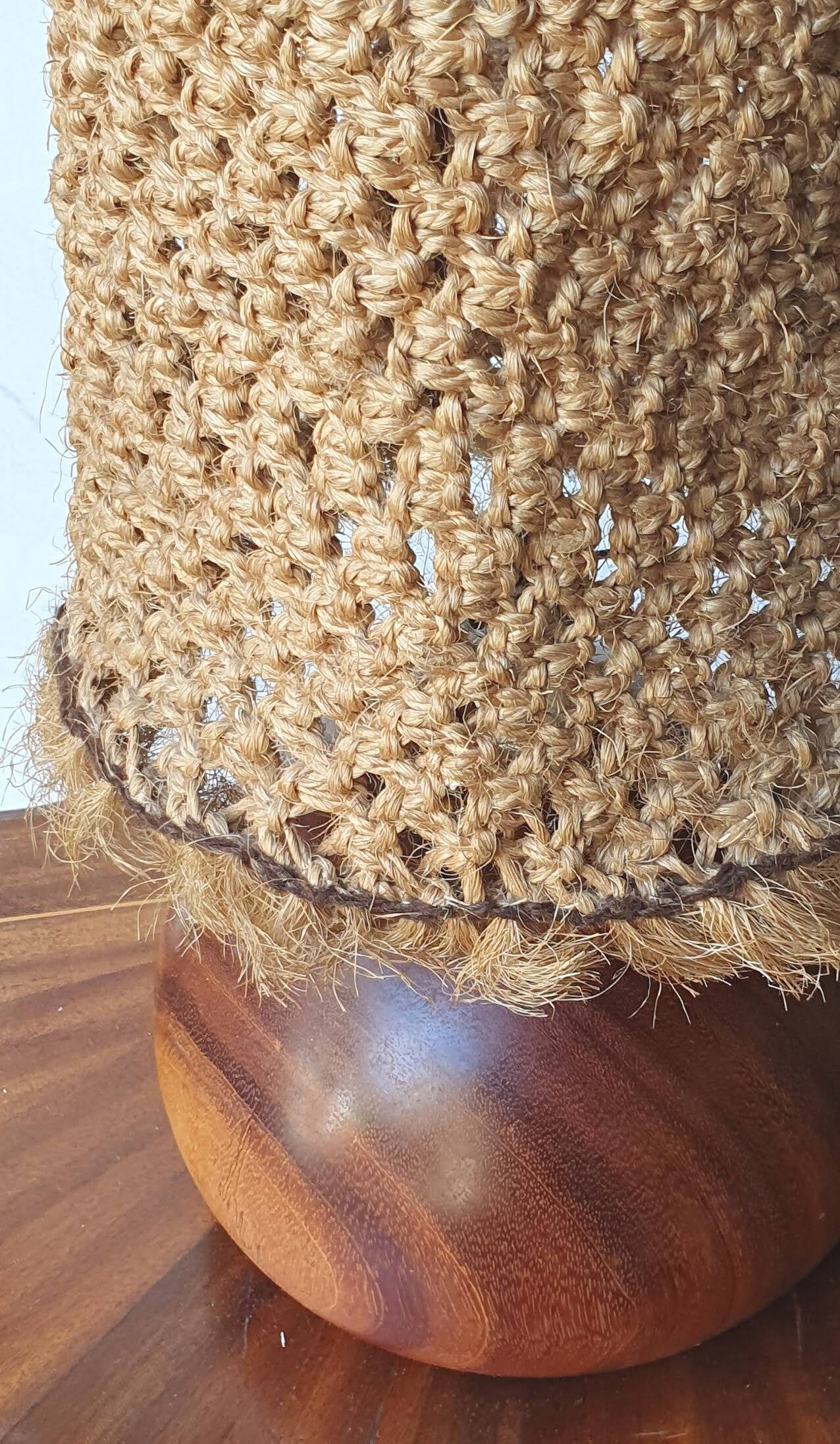 Solid wood lamp with rope shade