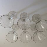 Set of 6 port wine glasses with engraved cherry decor from the 50s/60s