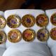 Set of 10 Sarreguemines dessert plates in slurry decorated fruit