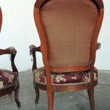 Ensemble de 4 fauteuils Louis Philippe, acajou blond, XIX°