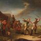 Camp de peinture française avec soldats et chevaux du XIXe siècle