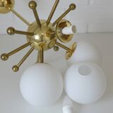 Vintage Sputnik Chandelier Gold Brass Space Age Redesign Pendant Lamp