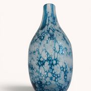 Brutalist Blue and White Reactive Art Glass Vase, Europe, 1970s