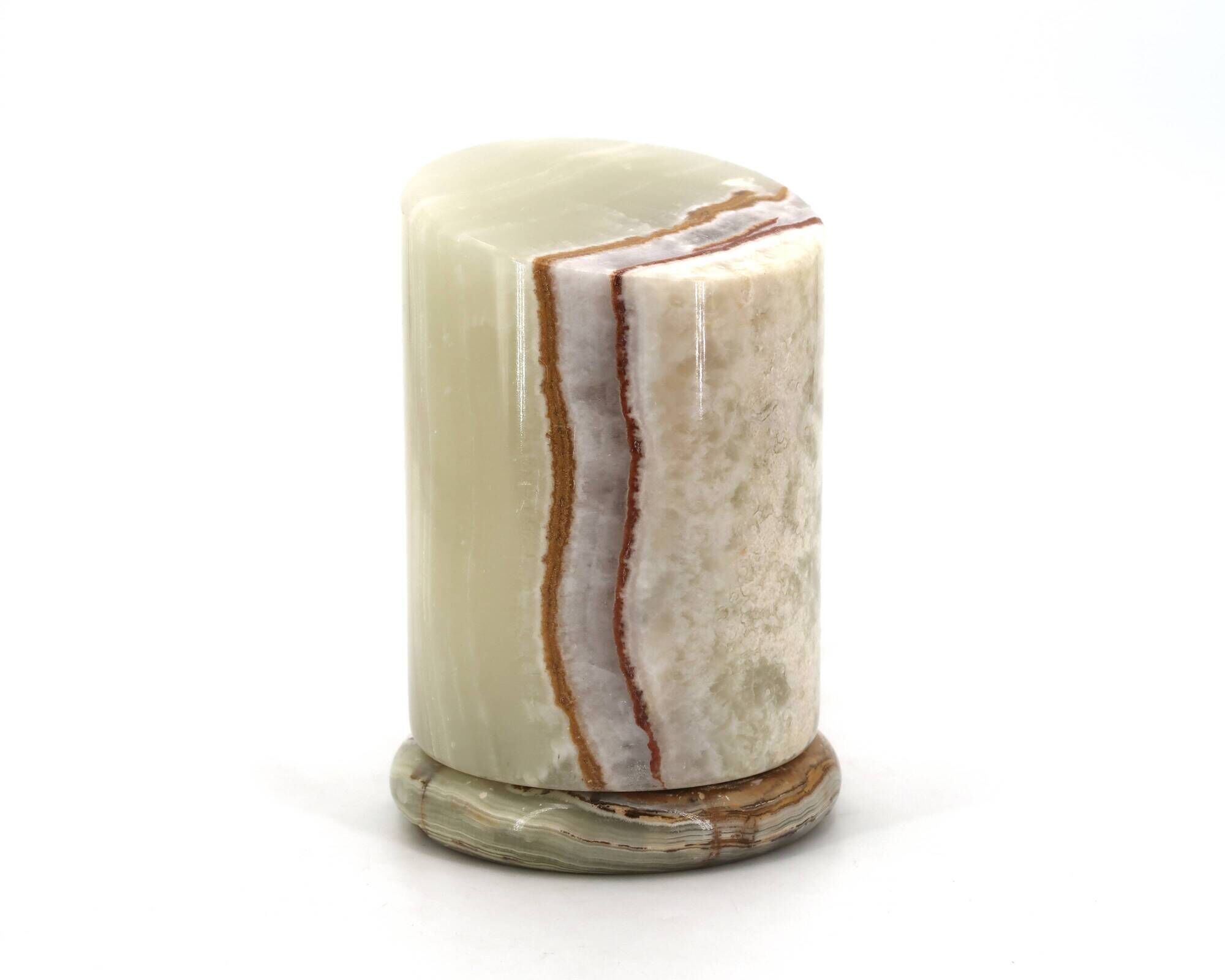 Vintage pale green natural onyx table lamp, 1970s.
