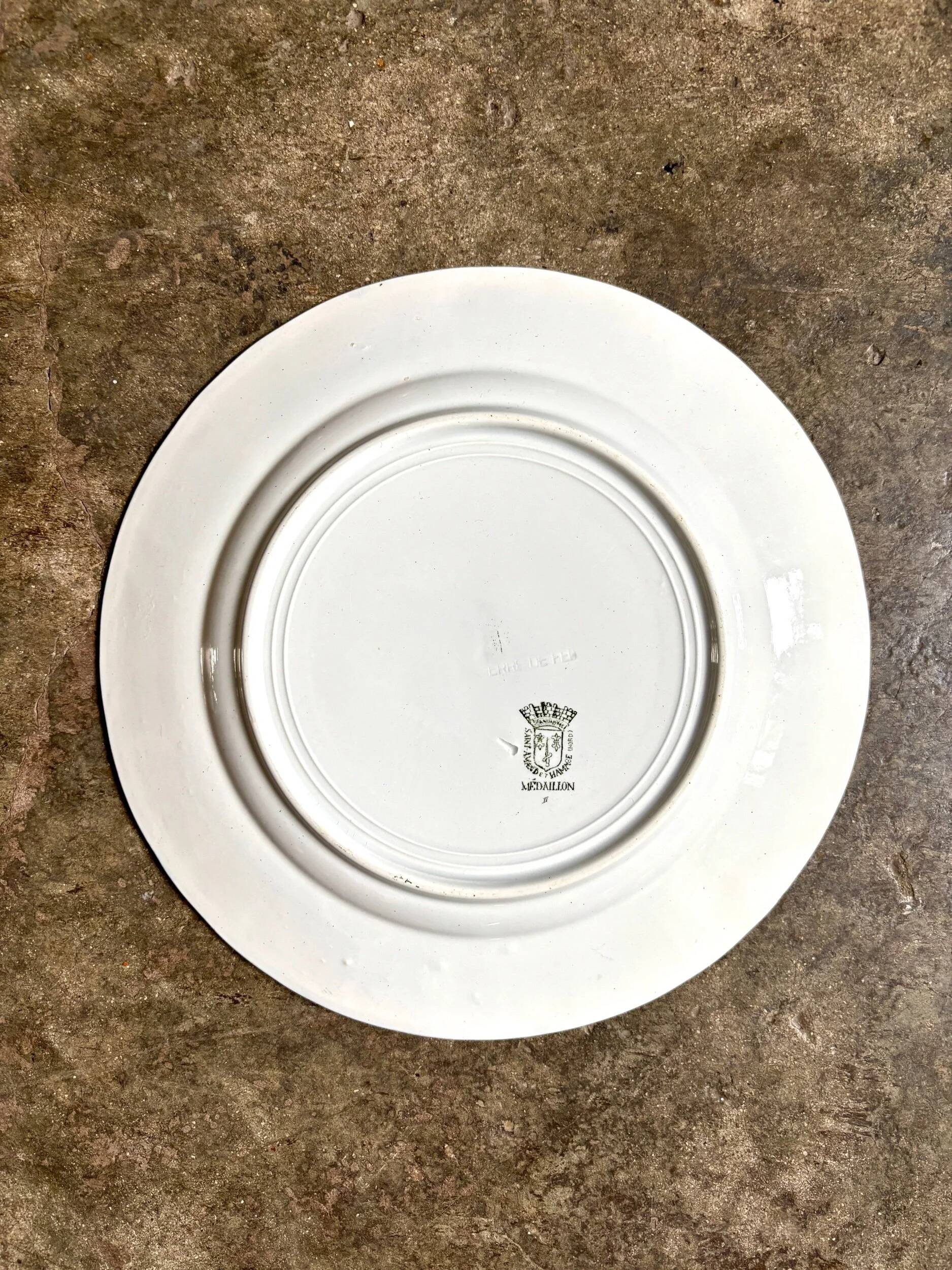 Flat plate in iron earthenware St Amand and Hamage, "Medallion" service