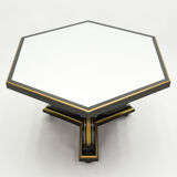 Maurice Hirsch neoclassical dining table black wood golden mirror 1970