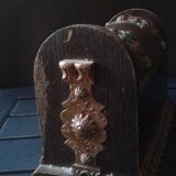 Wooden box, baroque style, wood and iron