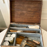 Wooden storage chest old vintage tool box