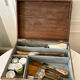 Wooden storage chest old vintage tool box