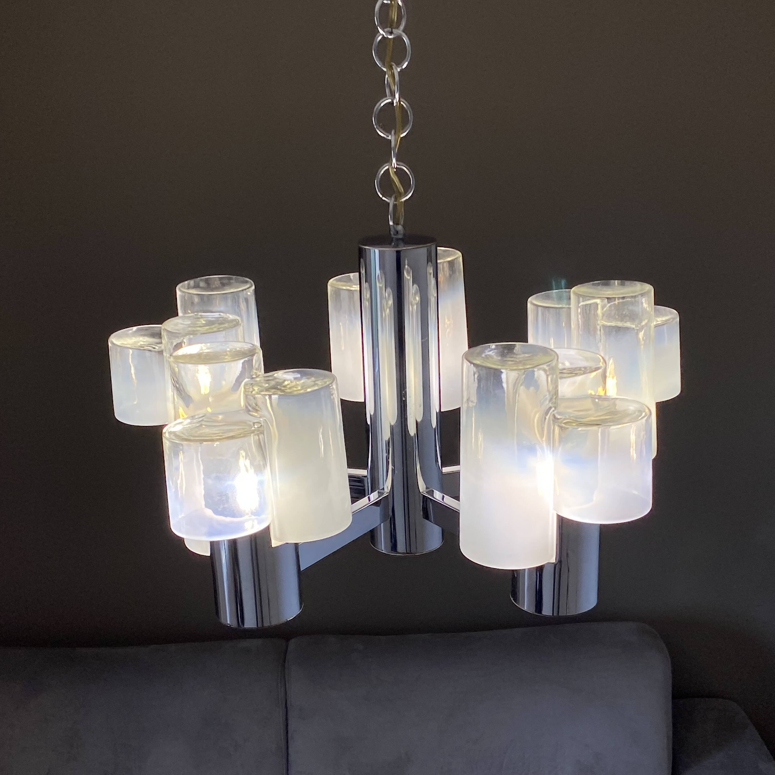 MAZZEGA Sputnik chandelier. 1970. Murano glass.